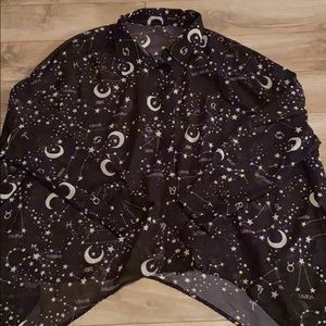 Zodiac print chiffon blouse